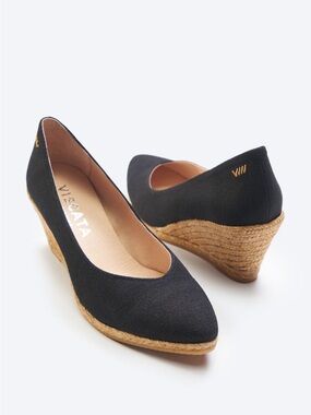 Viscata Barcelona Black Roses
Canvas V Cut Espadrille Wedges Size EU 38